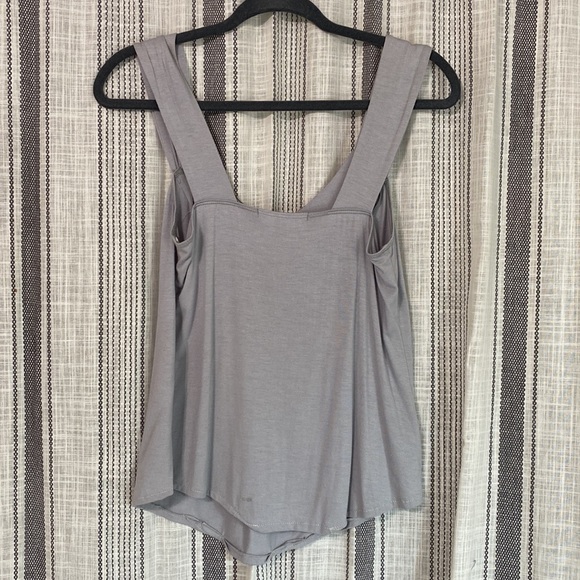 Light Gray Tank top with e and Gold Faux Leather and Beaded Detailing - Picture 2 of 3